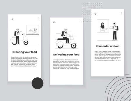 food delivery app mobile ui concept flat illustrationのイラスト素材