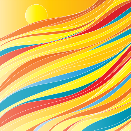 Illustration of sunset in the seaのイラスト素材