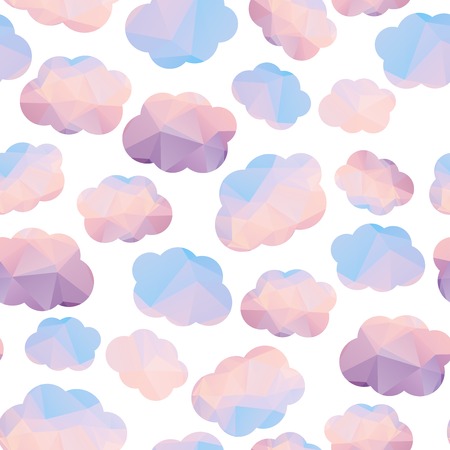 Polygonal seamless pattern with clouds.のイラスト素材