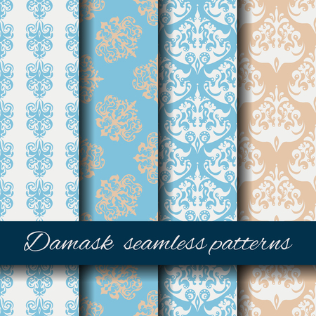 Seamless damask pattern set. Elegance colorful design.のイラスト素材
