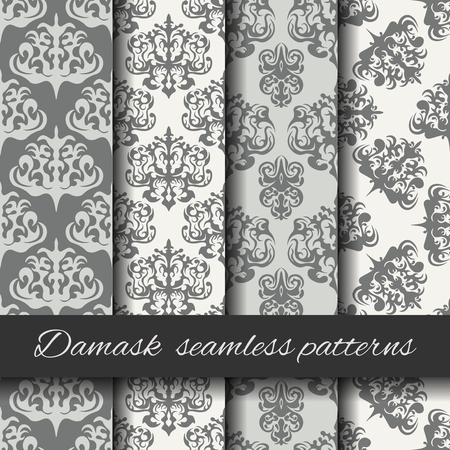 Seamless damask grey pattern. Elegant design.のイラスト素材