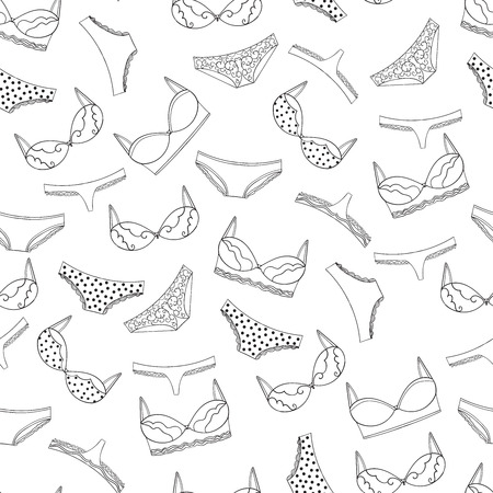 Seamless lingerie pattern. bras and panties design.のイラスト素材
