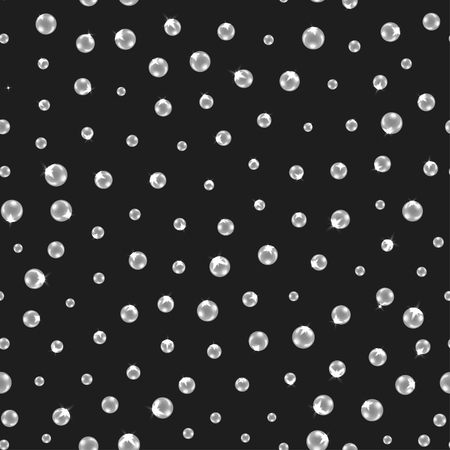 seamless pearl pattern. White pearls illustration with sparkles. Elegance realistic pearls. Shiny fashionable backgroundのイラスト素材