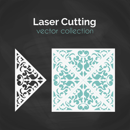 Laser Cut Card. Template For Laser Cutting. Cutout Illustration With Abstract Decoration. Die Cut Wedding Invitation Card. Vector Envelope Design.のイラスト素材