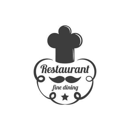 Restaurant Label. Food Service Elements Isolated On White Background. Vector Illustration.のイラスト素材
