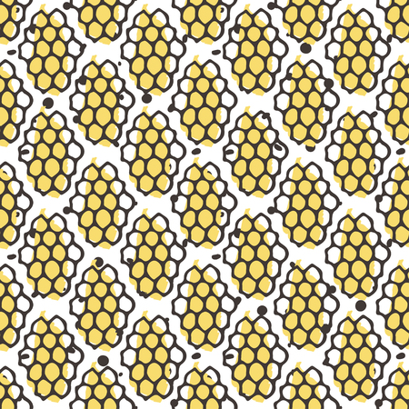 Vector natural honey seamless pattern. Bio hand drawn design. Comb in sketchy style.