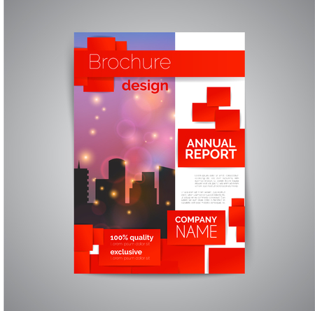 Commercial annual report template. Modern flyer with geometric shapes. Abstract business brochure. Vector illustrationのイラスト素材