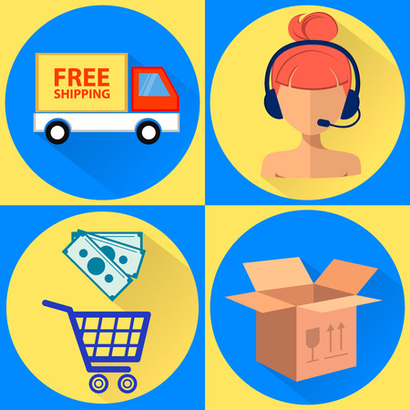 Making order and delivering by truckのイラスト素材