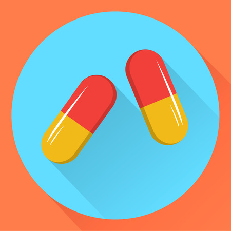 Two capsules. Flat design.Vector stock illustration.のイラスト素材