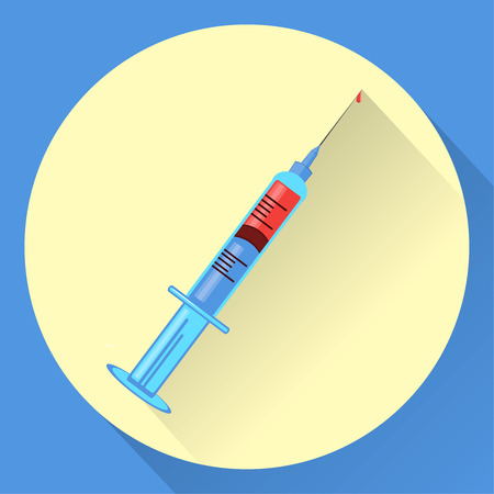 Syringe Icon Flat isolated. Vector illustration. Long shadowのイラスト素材