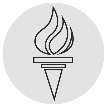 Burning torch line icon. Vector simple icon on dark grey grey background. Designed for web or mobileのイラスト素材