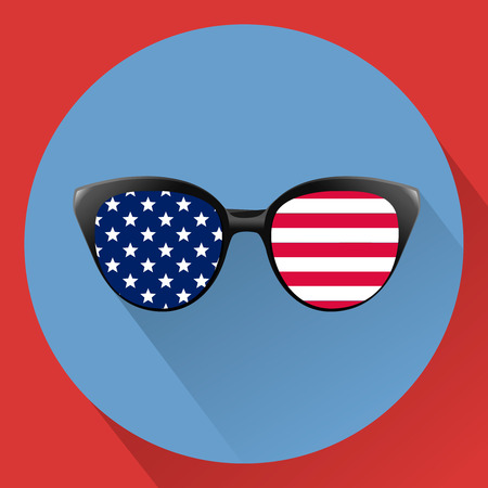 Patriotic glasses with stars and strips. Independence day USA. The Fourth of July. Vector illustration. Flatのイラスト素材