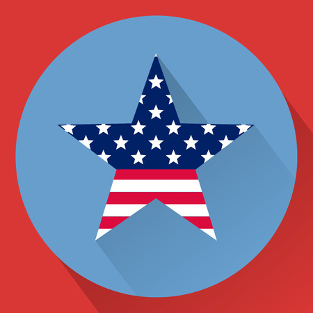 The 4th of July. Independence day USA. Patriotic star. National colors. United States of America. Flat illustration.のイラスト素材