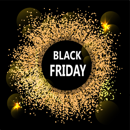 Black Friday abstract banner. Glowing flashes like solar eclipse. Vector illustrationのイラスト素材