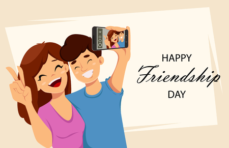 Happy Friendship Day Greeting Card Poster Or Banner Two Friends