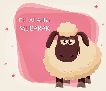 Eid al-Adha Mubarak. Traditional Muslim holiday. The sacrifice of a ram. Kurban bayrami. Vector illustration.のイラスト素材