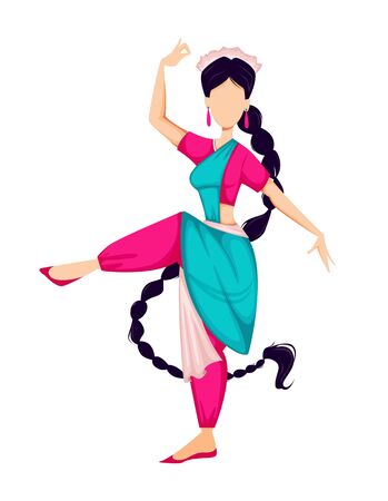 Happy Onam festival in Kerala. Indian woman dancing in traditional clothes. Vector illustration on white backgroundのイラスト素材