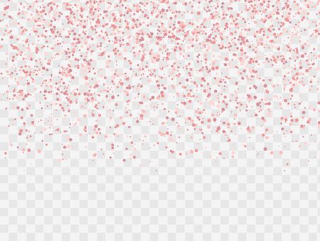 Happy Valentine's day. Lots of red and pink dots falling from the sky. Vector illustration on transparent backgroundのイラスト素材
