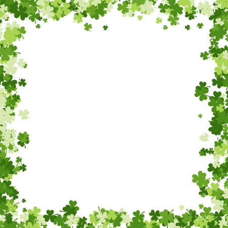 Happy Saint Patrick's day background made of trefoil clover. Stock vector illustration on white backgroundのイラスト素材