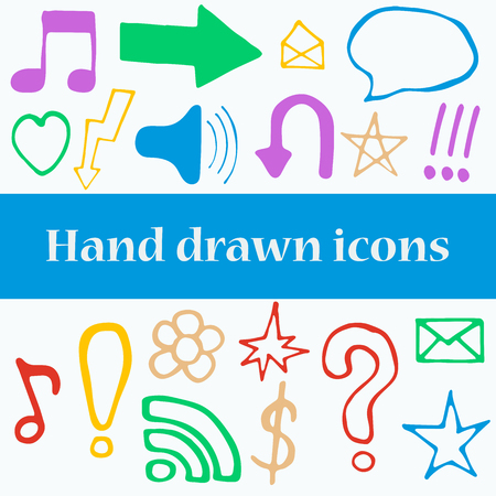 Set of hand drawn iconsの写真素材
