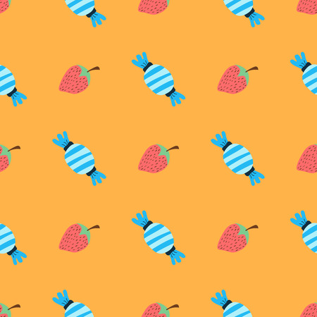 Pattern with strawberry and candyのイラスト素材