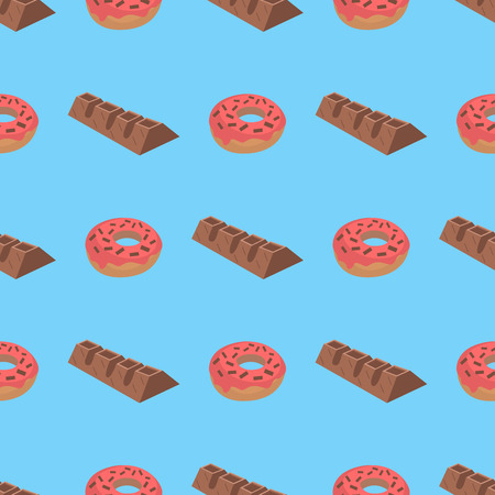 Pattern with donut and chocolateのイラスト素材