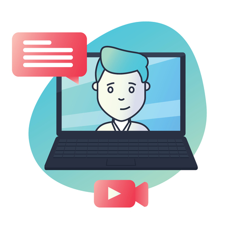 Material design icon for education, video tutorials, online courses, training concept. UI UX web design symbol for applications, mobile interface.のイラスト素材