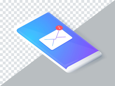 Isometric concept with phone and incoming messages.のイラスト素材
