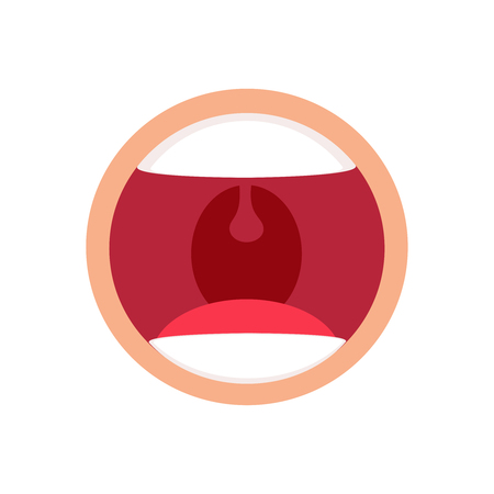scared or screaming comic mouth icon. Vector illustration of scream. People feelings concept. Wide open Mouth.の写真素材