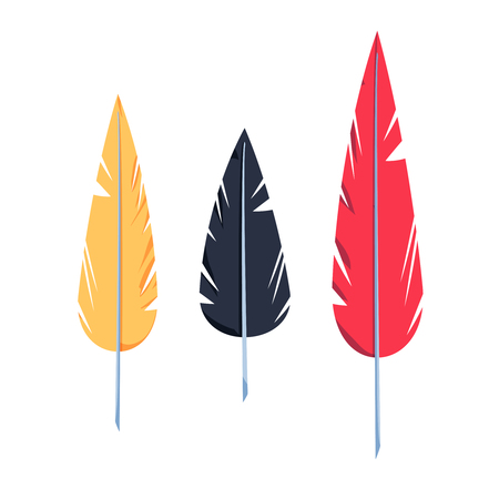 Feathers set in a flat styleのイラスト素材