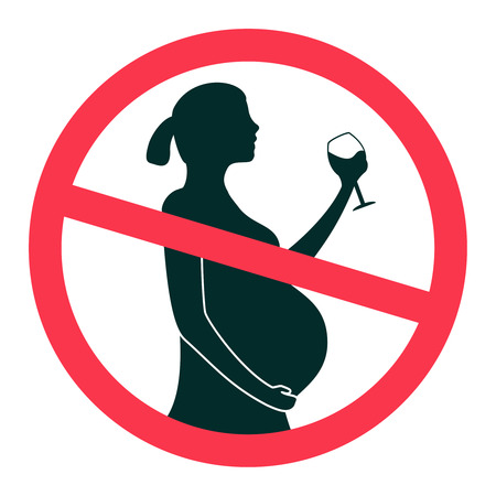 No alcohol during pregnancy period vector sign illustration isolated on white backgroundのイラスト素材