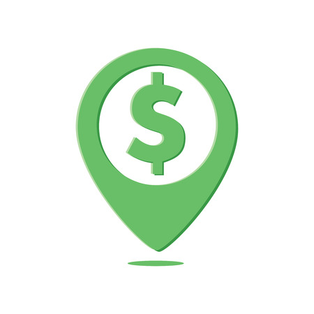 Dollar map pin navigation pointer. Location marker vector symbol. Element of business finance illustration.のイラスト素材