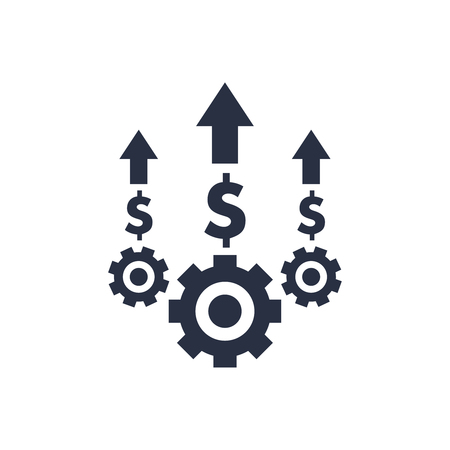Costs optimization and production efficiency, cost management icon. Business efficiency and quality service conceptのイラスト素材