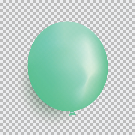 Balloon of green color realistic design vector isolated on transparent background. Balloon made from rubber latex polychloroprene or nylon fabric. Element for colorful background party and event.のイラスト素材