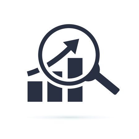 research icon, analyze business linear sign isolated on white background vector illustration eps10. Financial businessのイラスト素材