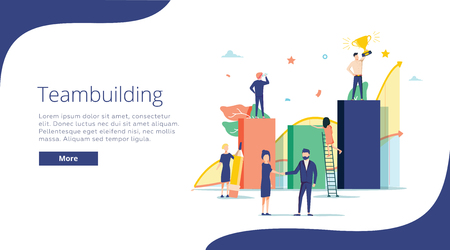 Team building concept illustration, perfect for web design, banner, mobile app, landing page, vector flat designのイラスト素材