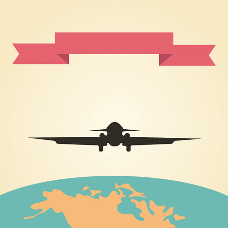 Flying vintage plane with the banner, Vacation illustrationのイラスト素材