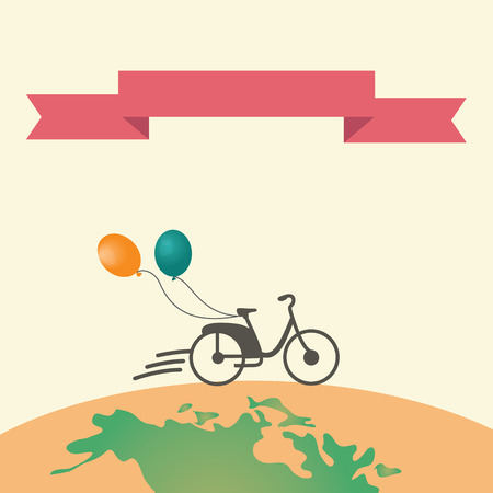 Bike silhouette with the banner. Vacation illustrationのイラスト素材