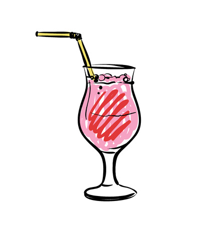 Illustration with hand drawn cocktail, sketchのイラスト素材