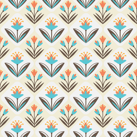 Hand-drawn seamless pattern with leaves and flowersのイラスト素材