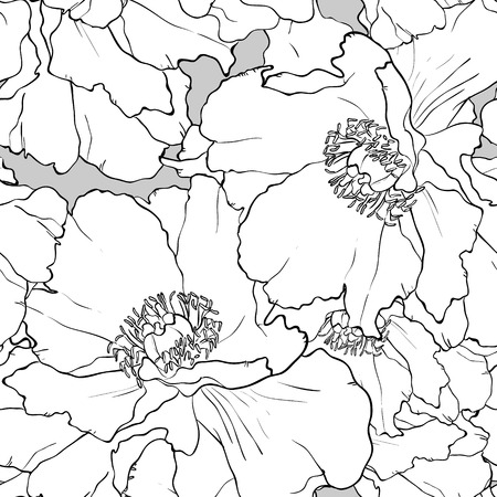 Seamless pattern with peony flowers, decorative floral textureのイラスト素材
