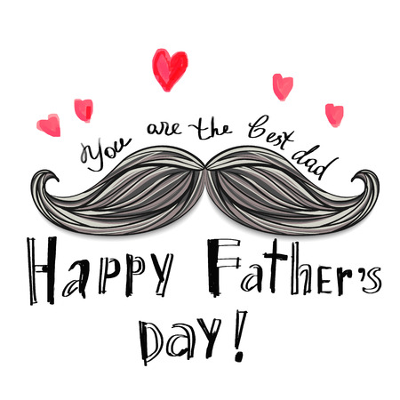 Happy fathers day card with mustache, hearts and textのイラスト素材