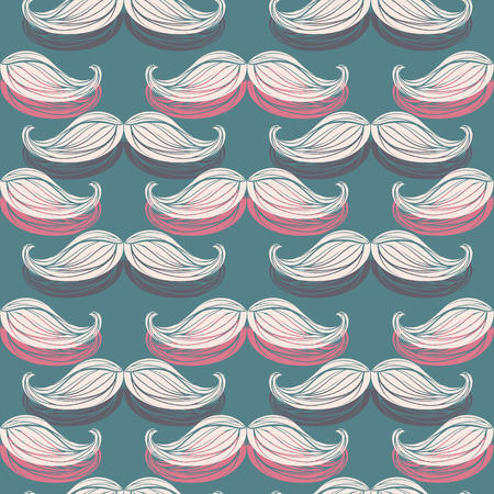Mustache seamless pattern, retro style, illustrationのイラスト素材