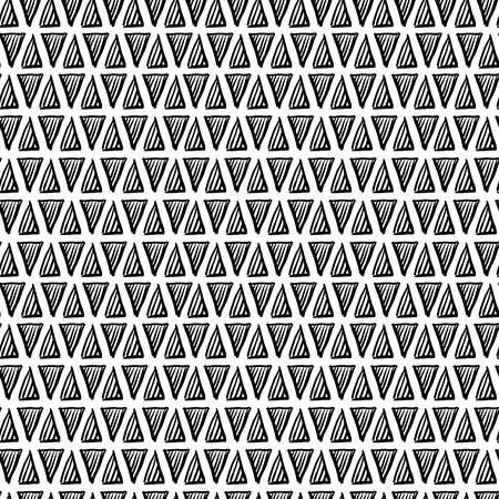 Hand drawn geometric black and white pattern, abstract backgroundのイラスト素材