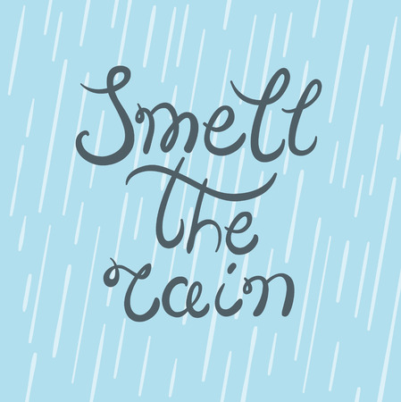 Smell the rain typography poster. Hand drawn vector illustrationのイラスト素材