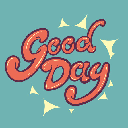 Good day lettering, vector typographic  round compositionのイラスト素材