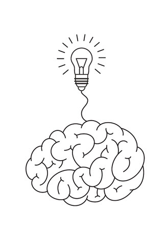 Brain and light bulb.のイラスト素材