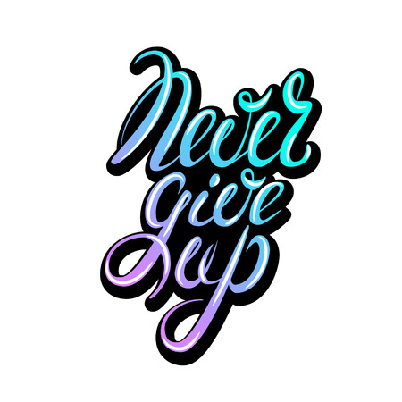 Never give up lettering. Vector motivational massageのイラスト素材