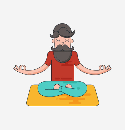 Bearded man in meditationのイラスト素材