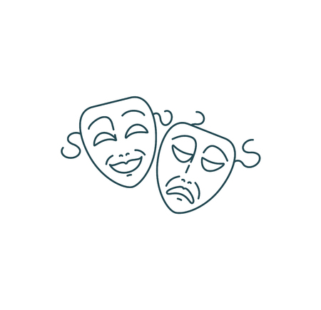 Theater masks in line style illustration.のイラスト素材